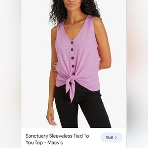 Sanctuary tie/knot front lavender tank top
